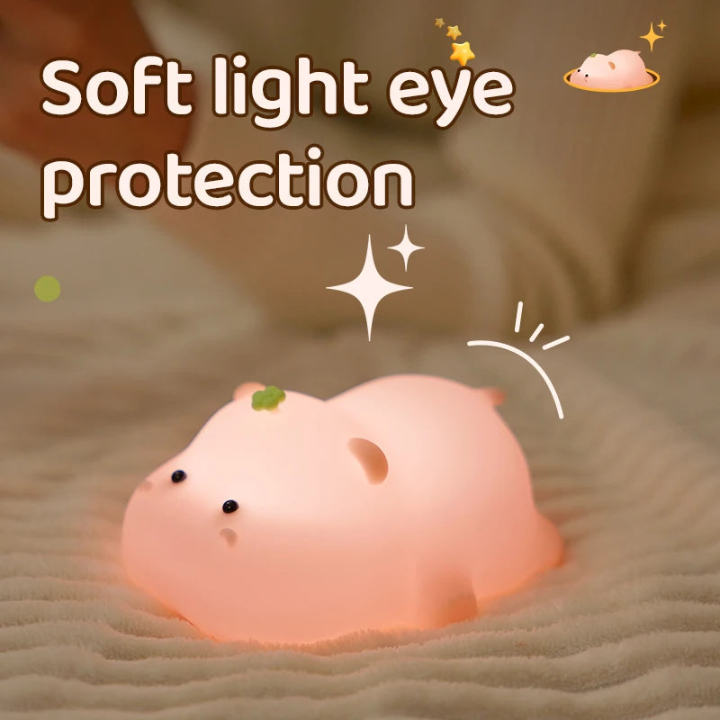 Pink Hippo Night Light