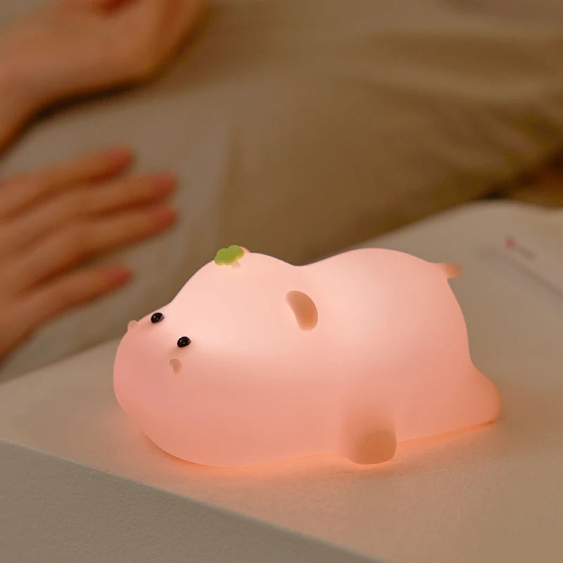 Pink Hippo Night Light