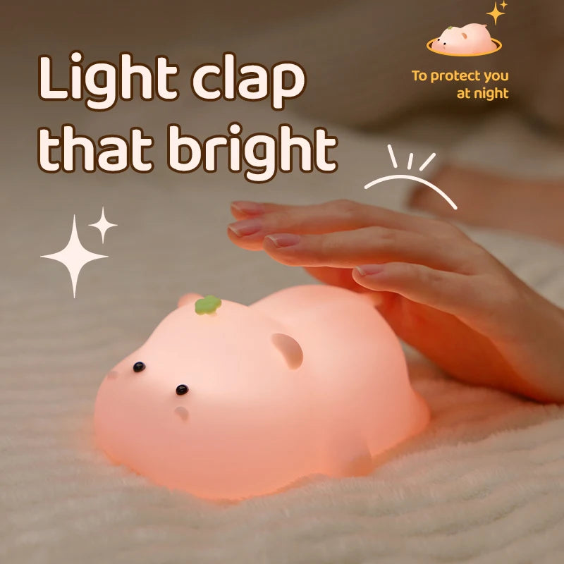 Pink Hippo Night Light